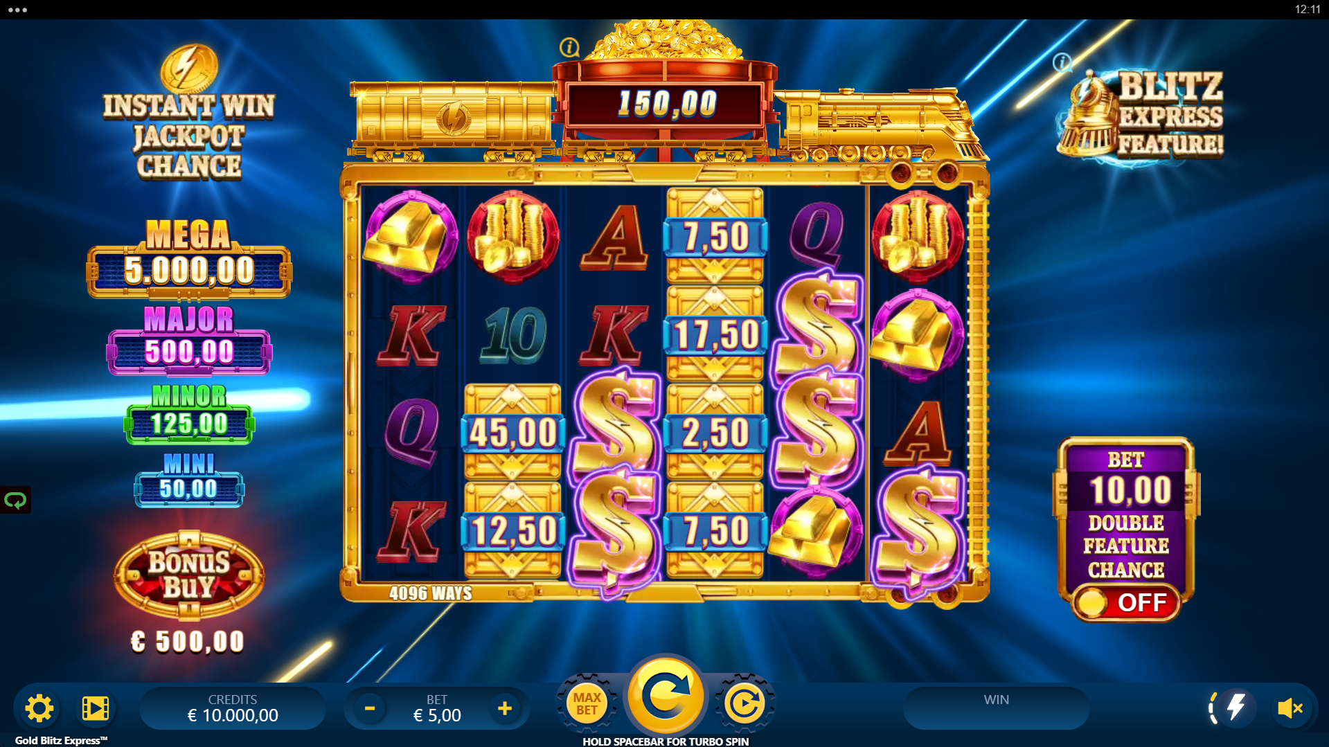 Gold Blitz Express Base Game Play